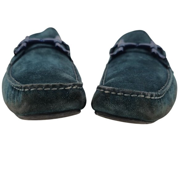Salvatore Ferragamo Parigi Suede Blue Teal Driving Loafers Mens 10EE Dress Shoes - Picture 11 of 15
